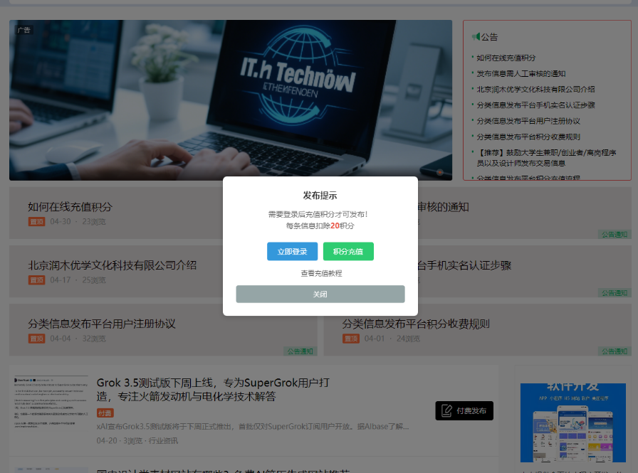 申请增值电信业务许可证ICP许可证专用网站模板源码带付费支付第三方分类信息发布平台 
